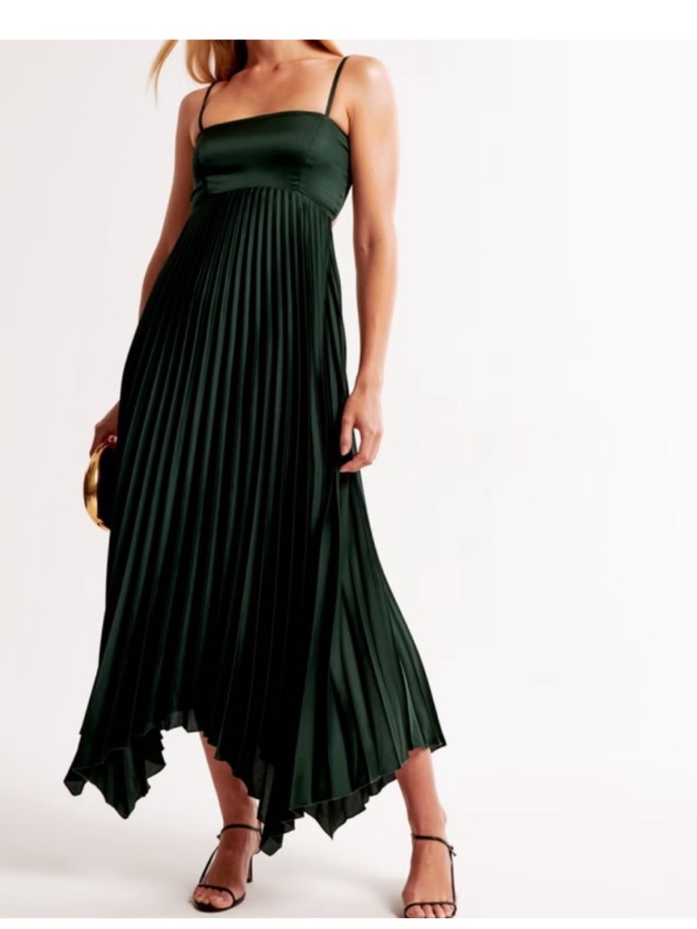HOST PICK Abercrombie & Fitch Dark Green Asymmetrical Pleated Maxi dress